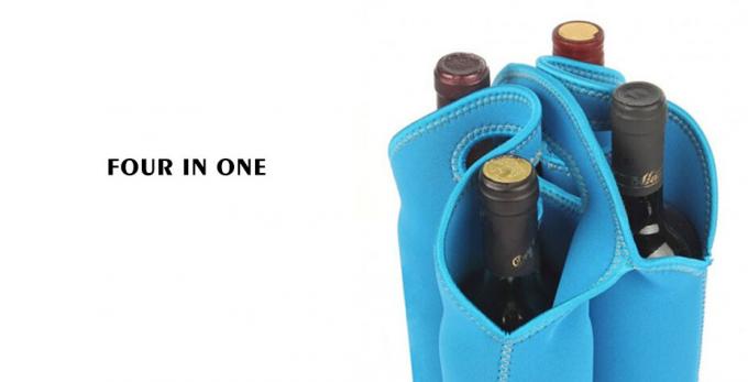 Matériel qui respecte l'environnement de porte-bouteilles de vin du néoprène de sac de refroidisseur de bouteille de 4 bouteilles