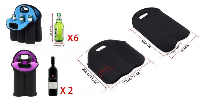 Bouteille 2 et 3 noire bouteille de transporteur de sac d'emballage de vin du néoprène/de sac refroidisseur de bouteille